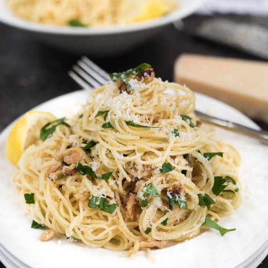 Lemon and Walnut Angel Hair Pasta