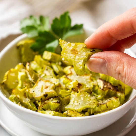 Roasted broccoli stalks