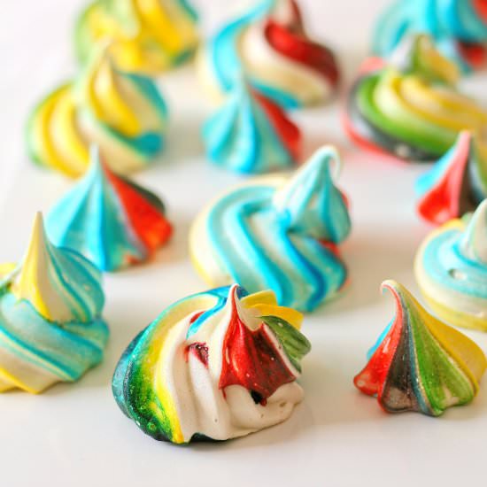 Rainbow meringues