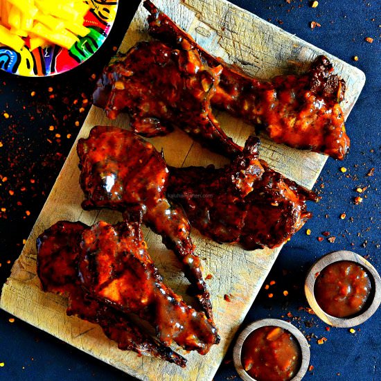 Pork Ribs with Mango BBQ Sauce