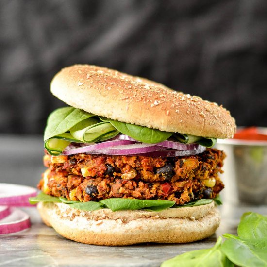 Sweet Potato Black Bean Veg Burger