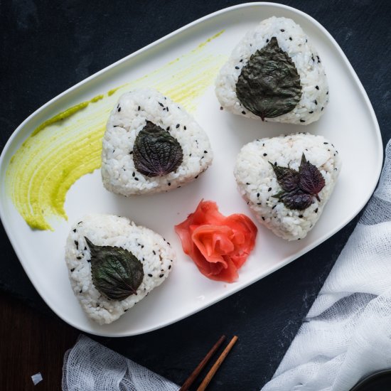 Wasabi Tuna Onigiri with Perilla