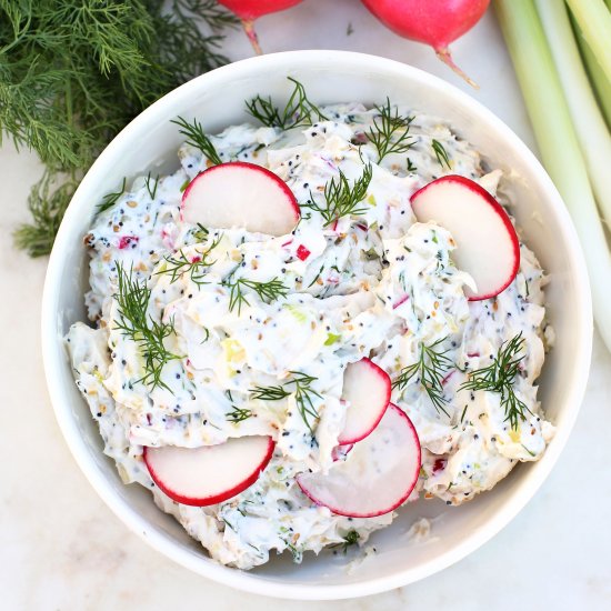 Radish Everything Cream Cheese +Lox