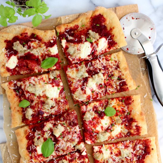 Beet Pesto and Chicken Pizza