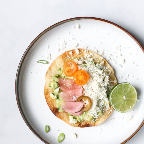 Avocado Egg Tostada + Escabeche