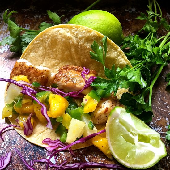 Fish Tacos with Mango Salsa