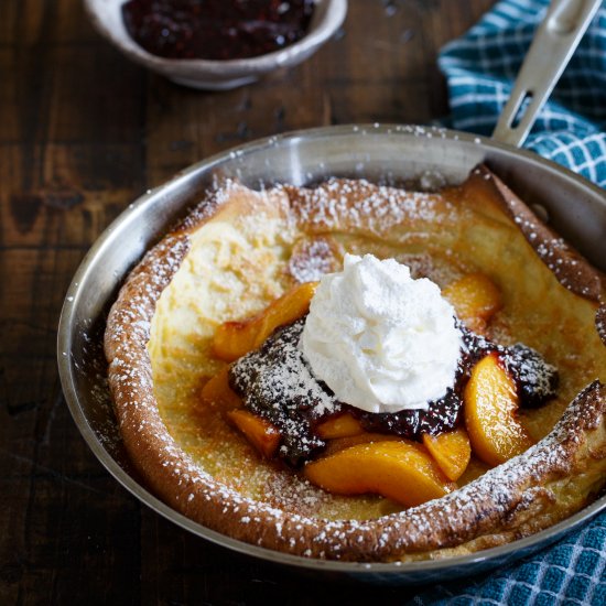 Peach Melba Dutch Baby Pancake