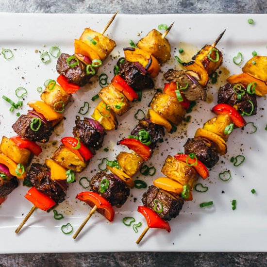 Hawaiian steak kabobs