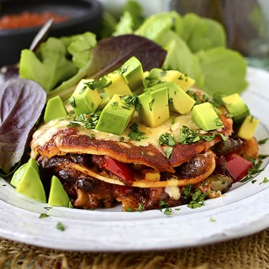 Mini Vegetable Enchilada Stacks