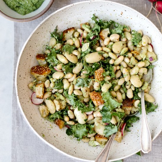 Warm White Bean Arugula Salad