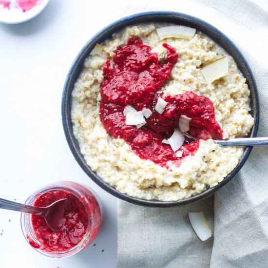 Easy Raspberry Rhubarb Chia Jam