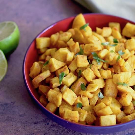 Curry lime roasted sweet potatoes