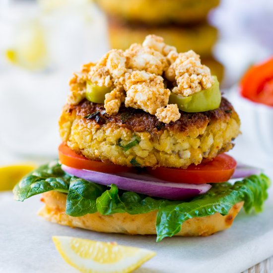 Spicy Feta Chickpea Burgers