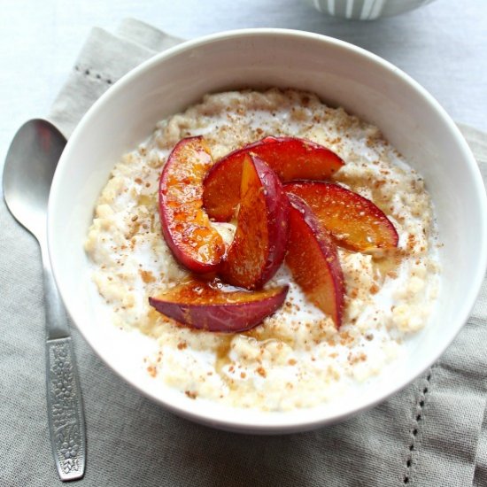 Caramelized Plum Oatmeal Bowls