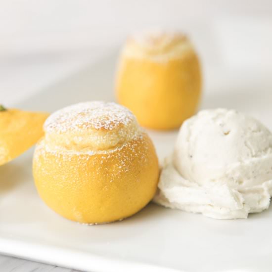 Lemon Souffle with Ice Cream