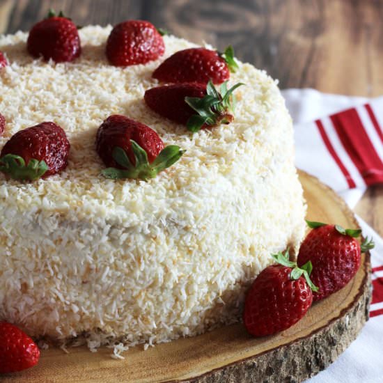 Coconut and Strawberry Layer Cake