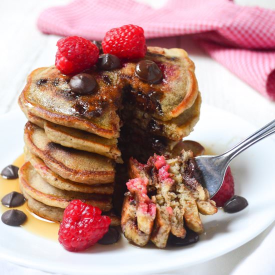 Raspberry Chocolate Chip Pancakes