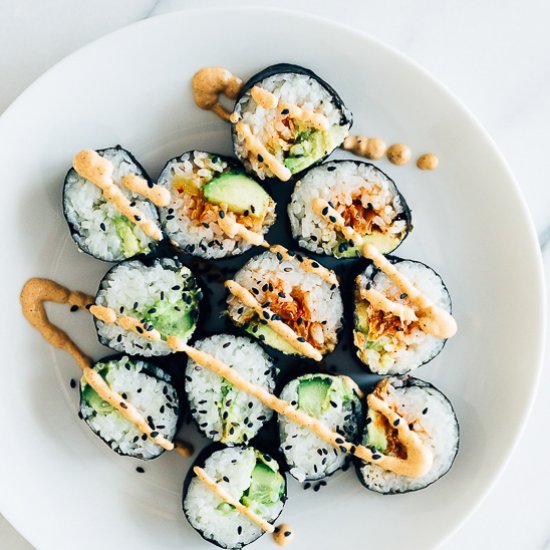 Kimchi, Cucumber & Avocado Sushi