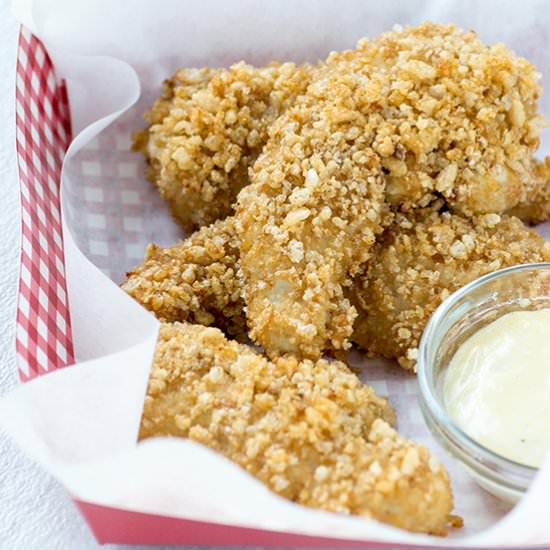 Crispy Brown Rice Chicken Fingers