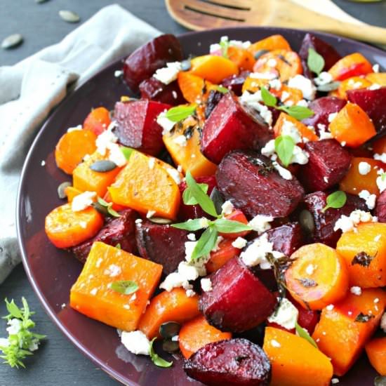 Roast Beet Butternut Basil Salad