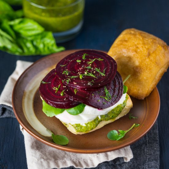 Beet and Mozzarella Sandwich