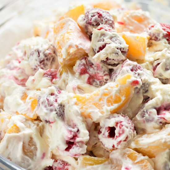 Raspberry Peach Cheesecake Salad