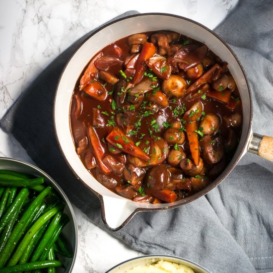 Chestnut Mushroom Bourguignon