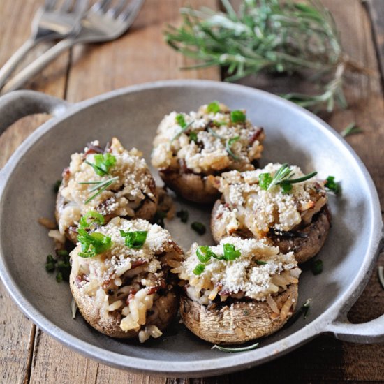 Rosemary Wild Rice Stuffed Mushroom