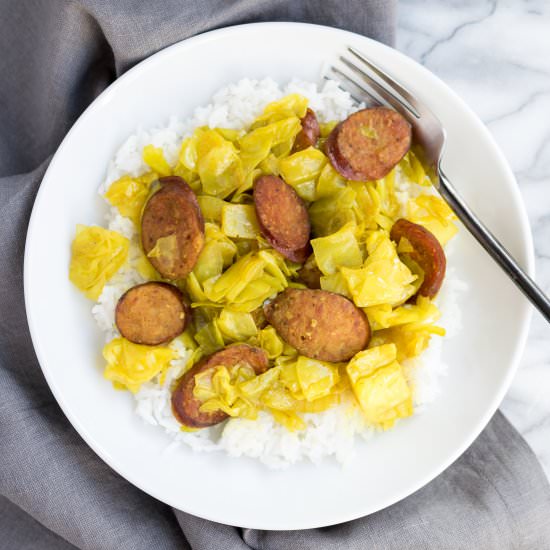 Curry Cabbage and Kielbasa