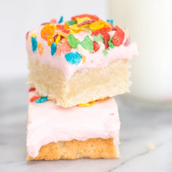 Fruity Pebbles Sugar Cookie Bars