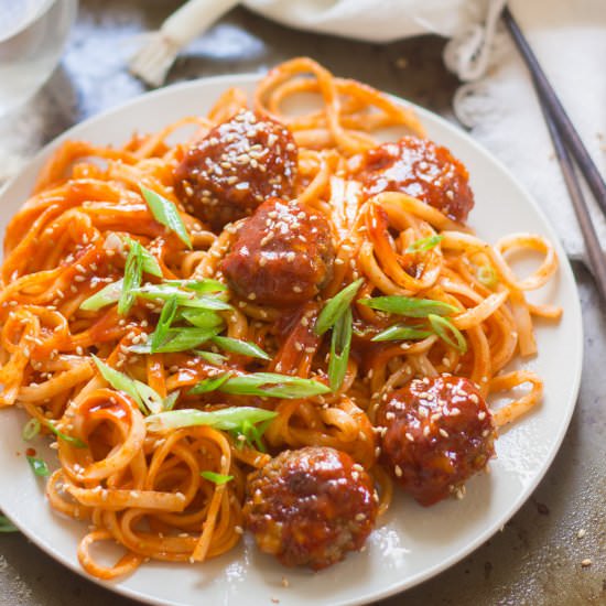 Korean Noodles & Tofu Meatballs