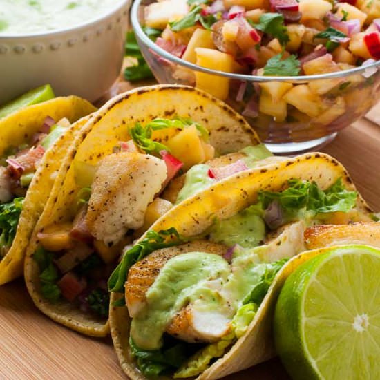 Grilled Fish Tacos Pineapple Salsa