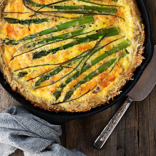 Hashbrown Crust Asparagus Quiche