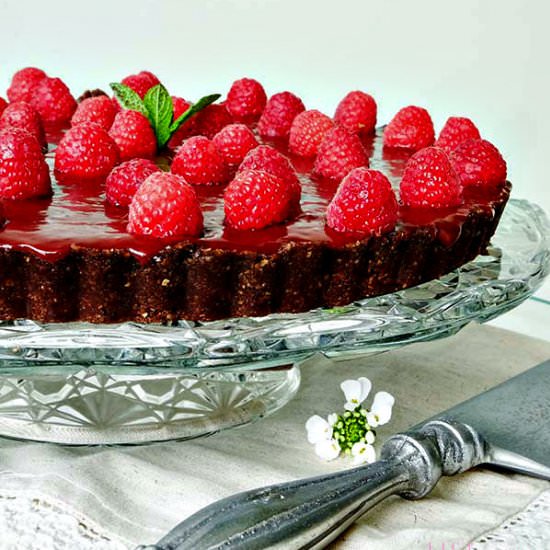 GF No Bake Raspberry Chocolate Tart