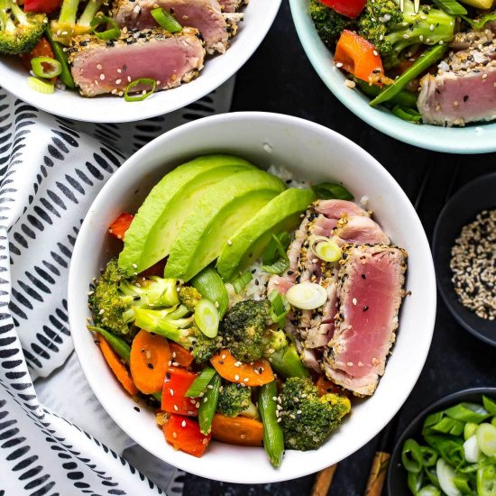 Miso Sesame Tuna Rice Bowls