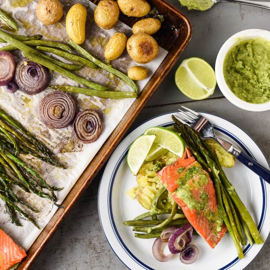 Spring Sheet Pan Salmon and Veggies