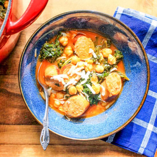 Sausage Kale and Chickpea Stew