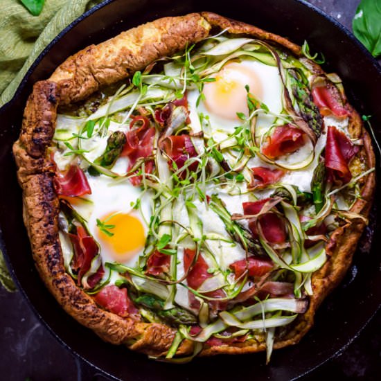 Dutch Baby Pesto Breakfast Pizza