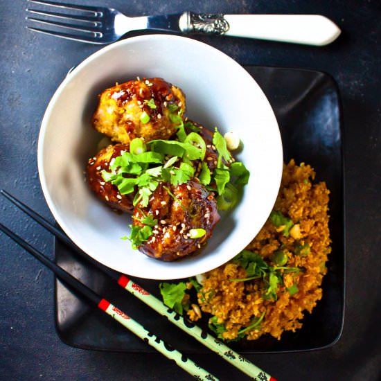 Asian Meatballs & Cauliflower Rice