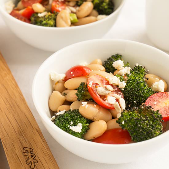 Roasted Broccoli Salad w/ White Bean