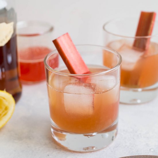 Rhubarb Bourbon Sour Cocktail