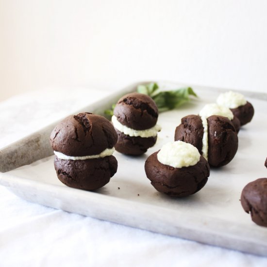 Mini Chocolate & Basil Whoopie Pies