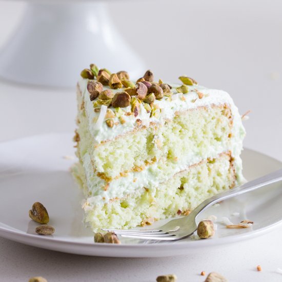 Coconut and Pistachio Pudding Cake