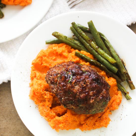 Glazed Meatloaf with Sweet Potatoes