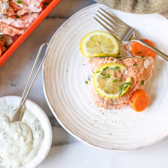 Simple Poached Salmon With Yogurt