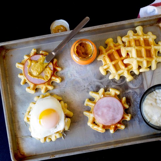 Croque Madame Waffle Sandwich