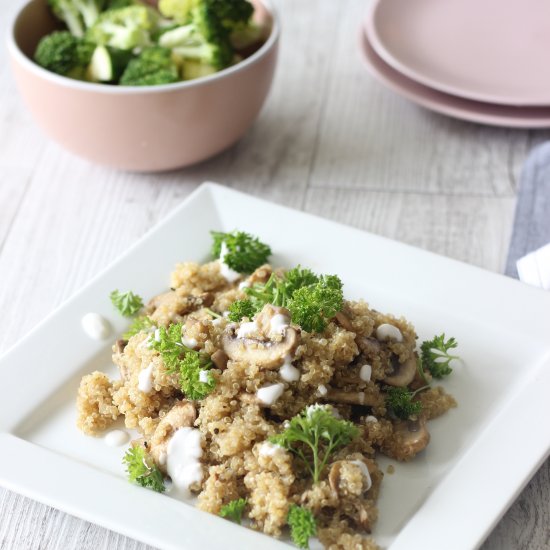 Healthy mushroom quinoa risotto