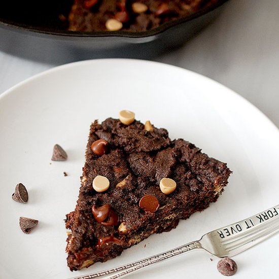 Double chocolate skillet cookie