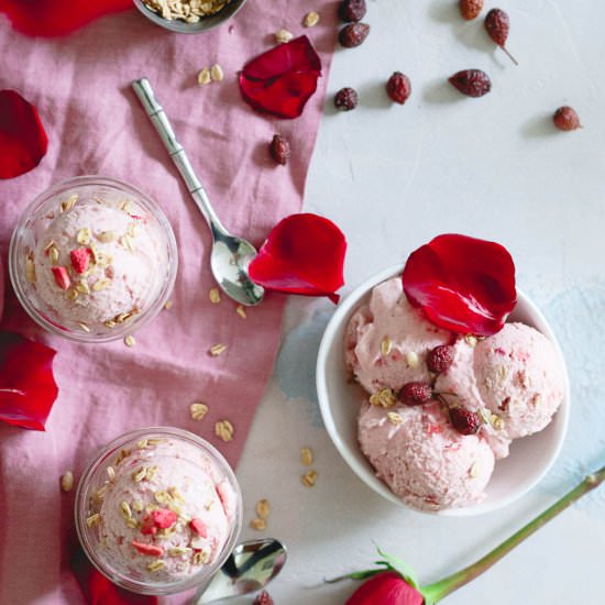 Strawberry Rose Hip Ice Cream