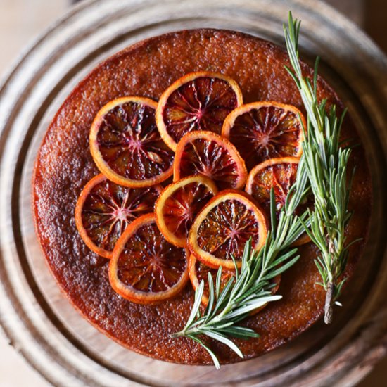 Blood Orange Rosemary Polenta Cake